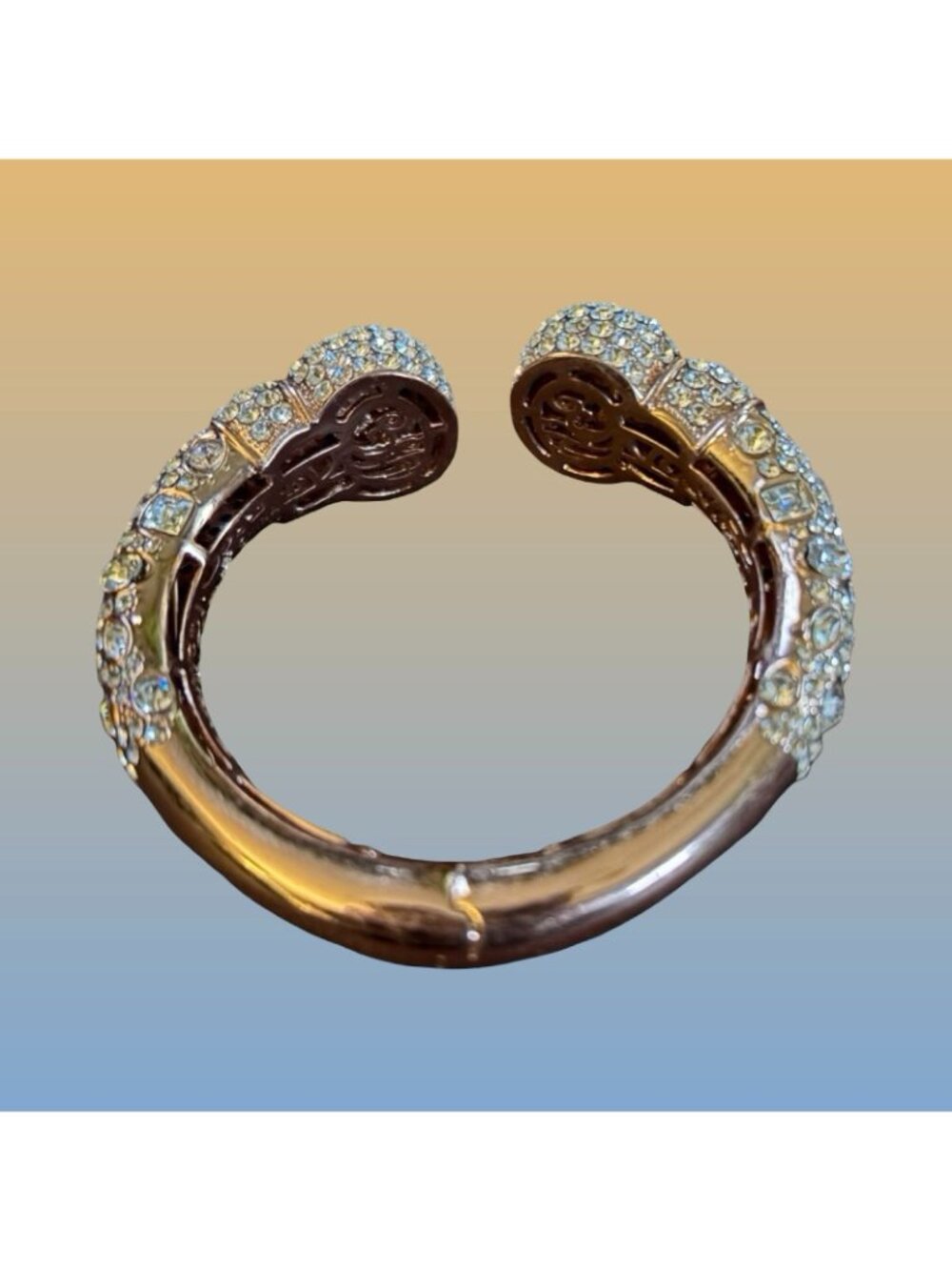 Joan Boyce Rhinestone-Encrusted Kissable Hinged Cuff Bracelet Sparkling Chic - Picture 2 of 8